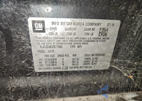 2014 Buick Encore Premium z USA, uszkodzony, nr VIN KL4CJDSB3EB779982